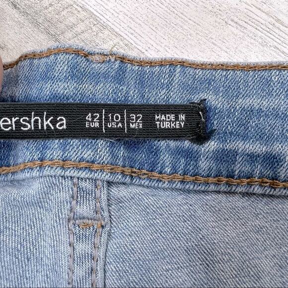 Bershka High-Rise Skinny Cigarette Jeans Sz 10 Ripped Stretch Grunge Streetwear - Picture 3 of 10